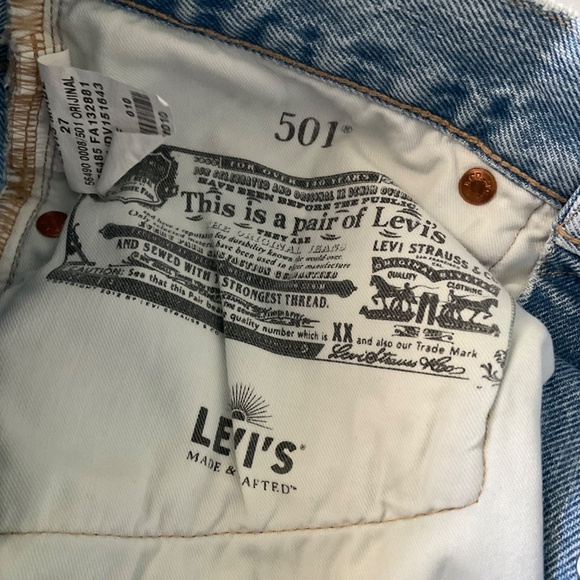 Leviβs Embroidered 501 Made & Crafted Straight denim jeans Boho free people 27 - Picture 5 of 15